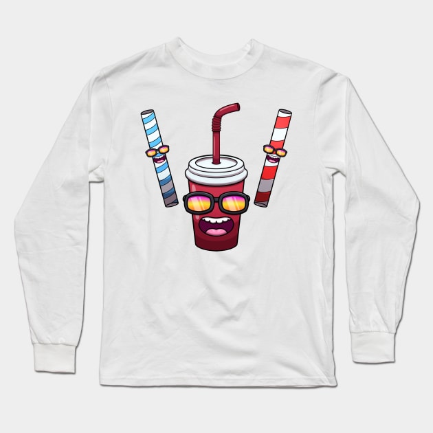 Cool Soda And Straws Long Sleeve T-Shirt by TheMaskedTooner